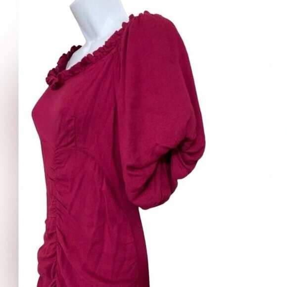 Urban outfitters  off shoulder puffer sleeve mini dress red event casual Women 4 - Picture 3 of 11